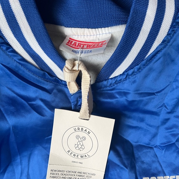 Urban Renewal VTG Hartwell Made USA Blue Nylon Jacket Small Medium Satin Jacket - Picture 3 of 10